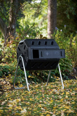 FCMP Outdoor IM4000 Dual Chamber Tumbling Composter Canadian-Made, 100% Recycled Resin - Outdoor Rotating Compost Tumbler Bin for Garden, Kitchen, and Yard Waste, Black (37 Gallon) FCMP Outdoor