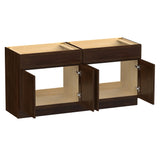 HOMEBEYOND 72 Inch Bathroom Vanity Base Only, Double Vanity Cabinet with Soft Closing Door, 2ea 36 inch Cabinet, Without Top,Brown HOMEBEYOND