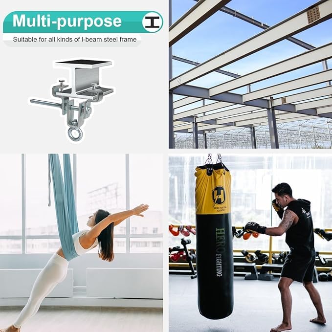 Nextua 2 Sets Punching Bag Hanger Heavy Bag Mount Heavy Bag Hanger I Beam Clamp Swing Hanger Heavy Duty Swing Hangers Punching Bag Mount Punching Bag Hanging Boxing Bag Heavy Bag Ceiling Mount Nextua