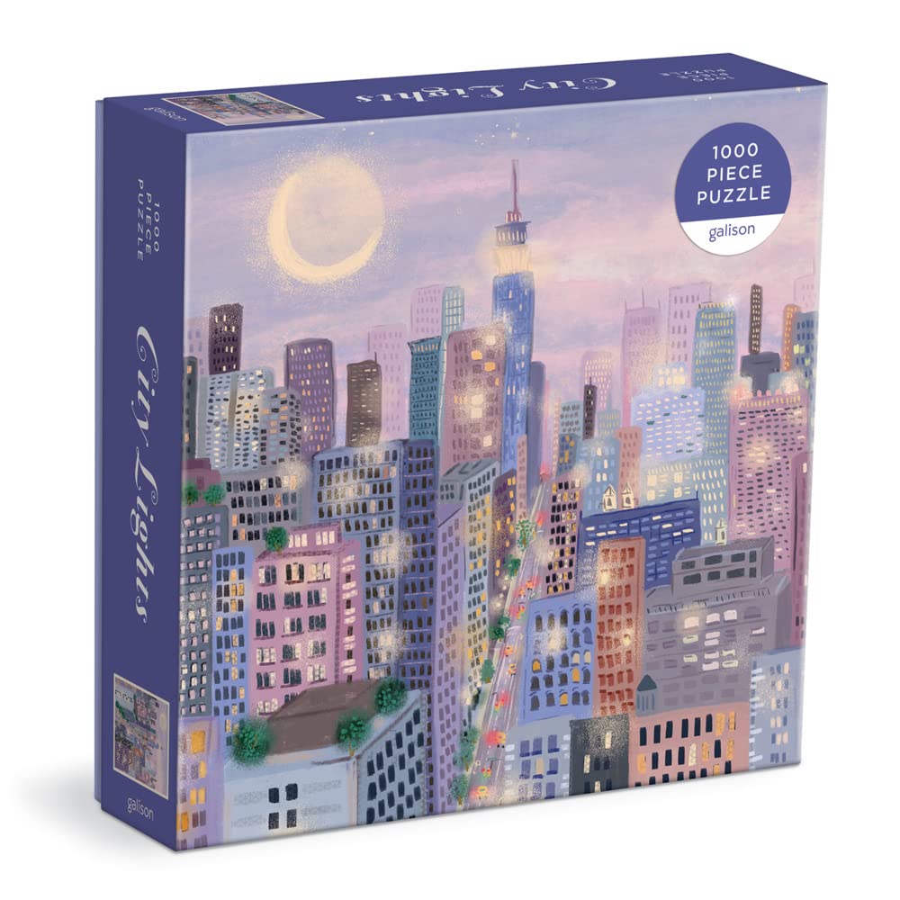 Galison City Lights 1000 Piece Puzzle in a Square Box from Galison - 1000 Piece Puzzle for Adults, Beautiful Illustrations from Joy Laforme, Thick and Sturdy Pieces, Idea Galison