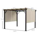 Outsunny 10' x 10' Retractable Pergola Canopy, Outdoor Gazebo with Sun Shade Canopy and Steel Frame, for Backyard, Garden, Patio, Deck, Beige Outsunny