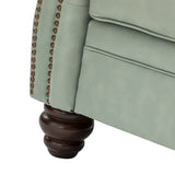 HULALA Home 81'' Upholstered Leather Sofa with Nailhead Trim and Rolled Armrests, Mid-Century Modern Living Room 3-Seater Couch, Sage Couch with Removable Cushion for Bedroom Apartment HULALA HOME