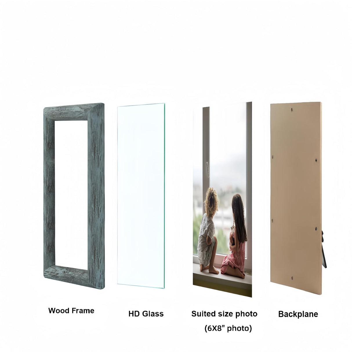 6x8 Green Picture Frames Set of 2, Solid Wood Photo Frame with HD Glass, Farmhouse Distressed Rustic Natural Weathered Wooden Frames for Gallery Wall Mounting or Table Top Display Home Decorative Free form