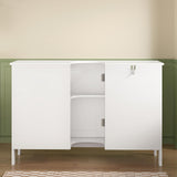 TEENFON 35.4" Pedestal Sink Storage Cabinet with 2 Doors and Adjustable Shelves, Bathroom Sink Cabinet, Under Sink Storage with U-Shape Cut-Out, White TEENFON