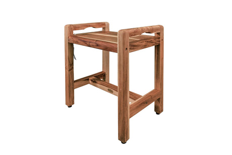 EcoDecors, Eleganto, 20", Teak Shower Bench, Teak Shower Stool, Safety Arms, Shower Seat, Teak Shower Seat, Shower Transfer Bench, Teak Shower for Inside Shower EcoDecors