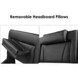 Keyluv Black Upholstered Queen Bed Frame with Adjustable LED Headboard and Wave Design Keyluv