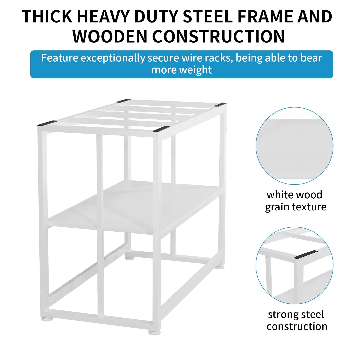 VOWNER 40-50 Gallon Fish Tank Stand - Metal Aquarium Stand, 36.6" x 18.5" x 29.5" Heavy Duty Reptile Tank Stand, Adjustable 2-Tier Fish Tank Rack Shelf for Home Office, Tank not Included, White