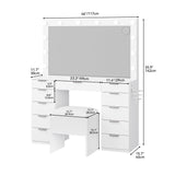 YITAHOME Makeup Vanity Desk with LED Mirror & 3 Brightness Levels, Makeup Table with 11 Drawers, Magnifying Glass, Power Outlets, Hairdryer Holder & Storage Cushion Stool for Dressing Room YITAHOME