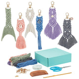 ACRNIGHEET 6PCS Seashell Macrame Keychain Kit for Beginners DIY Boho Macrame Making Kit for Adults Colorful Keychain Macrame Starter Kit for Keys Bags Charms Ocean Macrame Keychain Kit with Video ACRNIGHEET