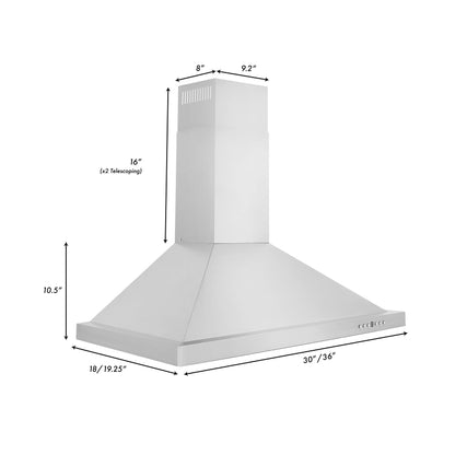 ZLINE 30" Convertible Vent Wall Mount Range Hood in Stainless Steel (KB-30)