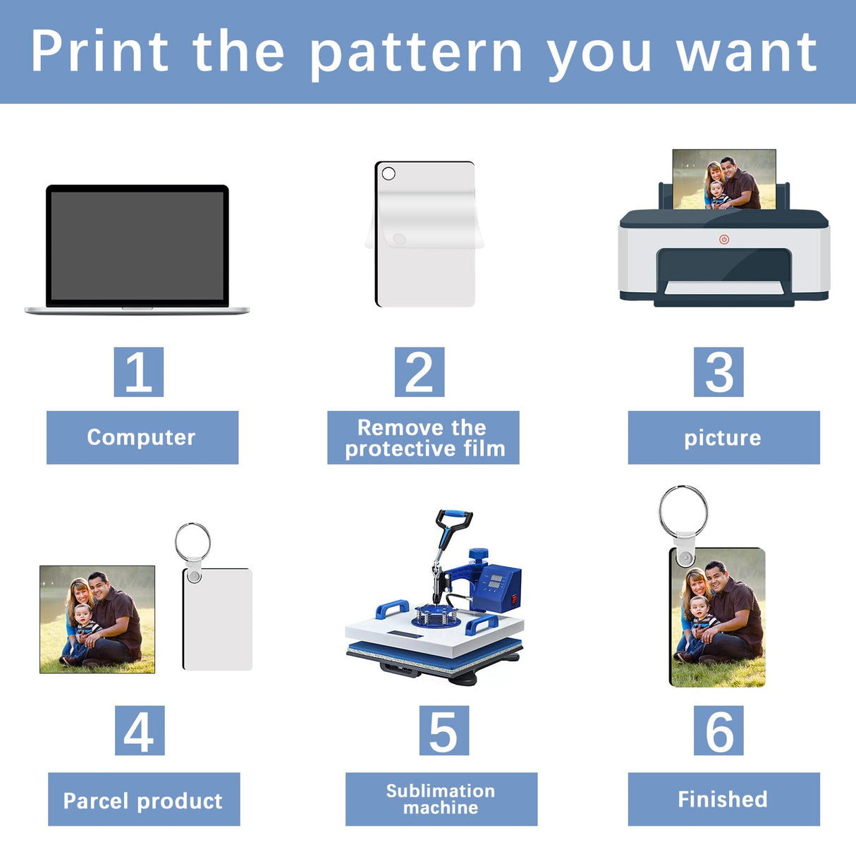 LaiHiulaan 240Pcs Sublimation Keychain Blanks Rectangle Bulk Products Double Sides 80 MDF Sublimation Keychains Blank with 160 Rings and Clips Heat Transfer for Craft LaiHiulaan