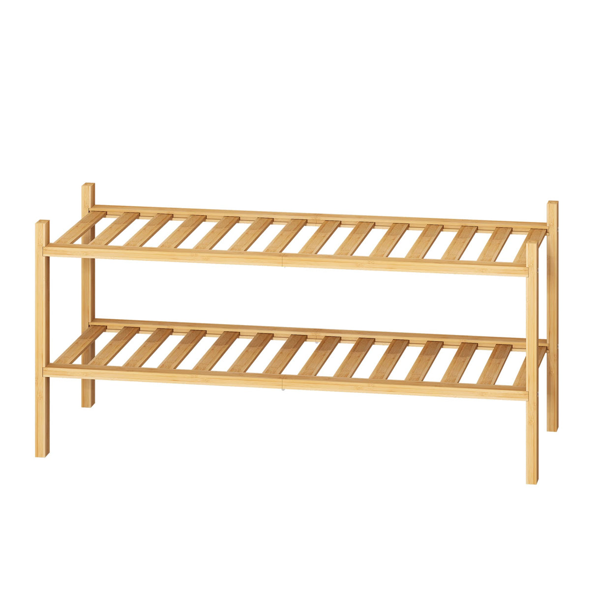 FILWH Bamboo Shoe Rack Stackable Shoe Shelf Storage Organizer for Unit Entryway Hallway and Closet Sturdy Freestanding Shoe Shelf(2 Tier Natural) FILWH