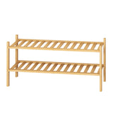 FILWH Bamboo Shoe Rack Stackable Shoe Shelf Storage Organizer for Unit Entryway Hallway and Closet Sturdy Freestanding Shoe Shelf(2 Tier Natural) FILWH
