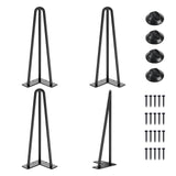 SMARTSTANDARD Hairpin Table Legs 14 Inch, 1/2'' in Diameter 3 Rods, Metal Home DIY Projects for Nightstand, Coffee Table, Dresser with Rubber Floor Protectors, Black, 4PCS SMARTSTANDARD