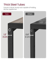 VASAGLE Bakers Rack with Charging Station, 80 cm Coffee Bar with Adjustable Storage Shelf, Microwave Stand, Grid Panel, 12 Hooks, for Kitchen, Heather Greige and Ink Black UKKS016K02 VASAGLE