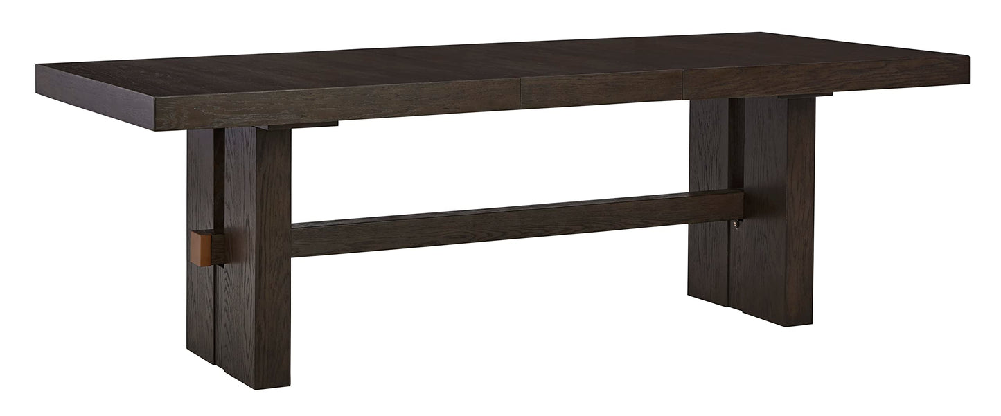 Signature Design by Ashley Burkhaus Traditional Rectangle Extension Dining Room Table, Dark Brown