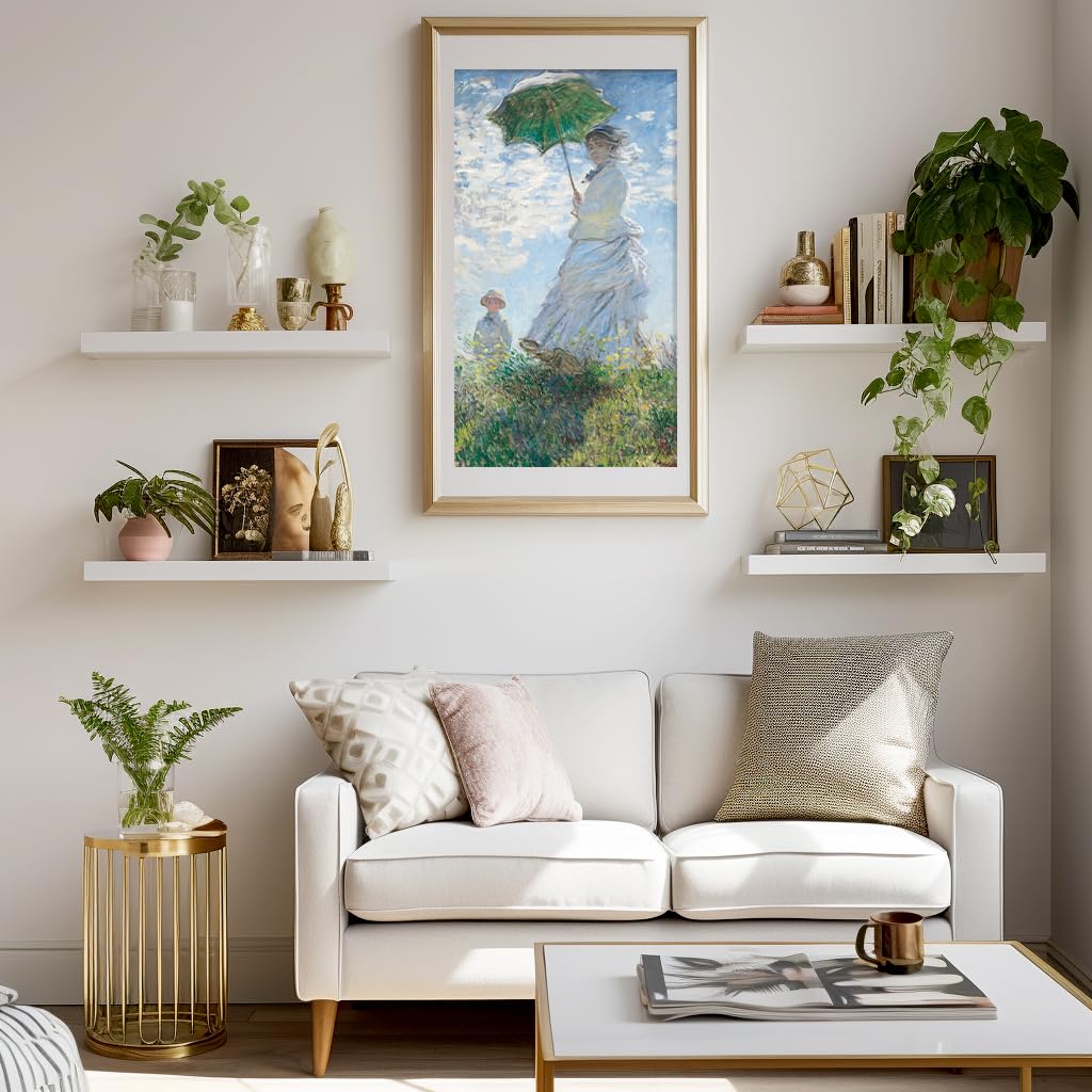 LaVie Home Floating Shelves, 15.6 Inch Wall Shelf Set of 3, Hanging Shelf with Invisible Brackets, Wall Decor for Bathroom, Bedroom, Living Room, Kitchen Storage, Modern White LaVie Home