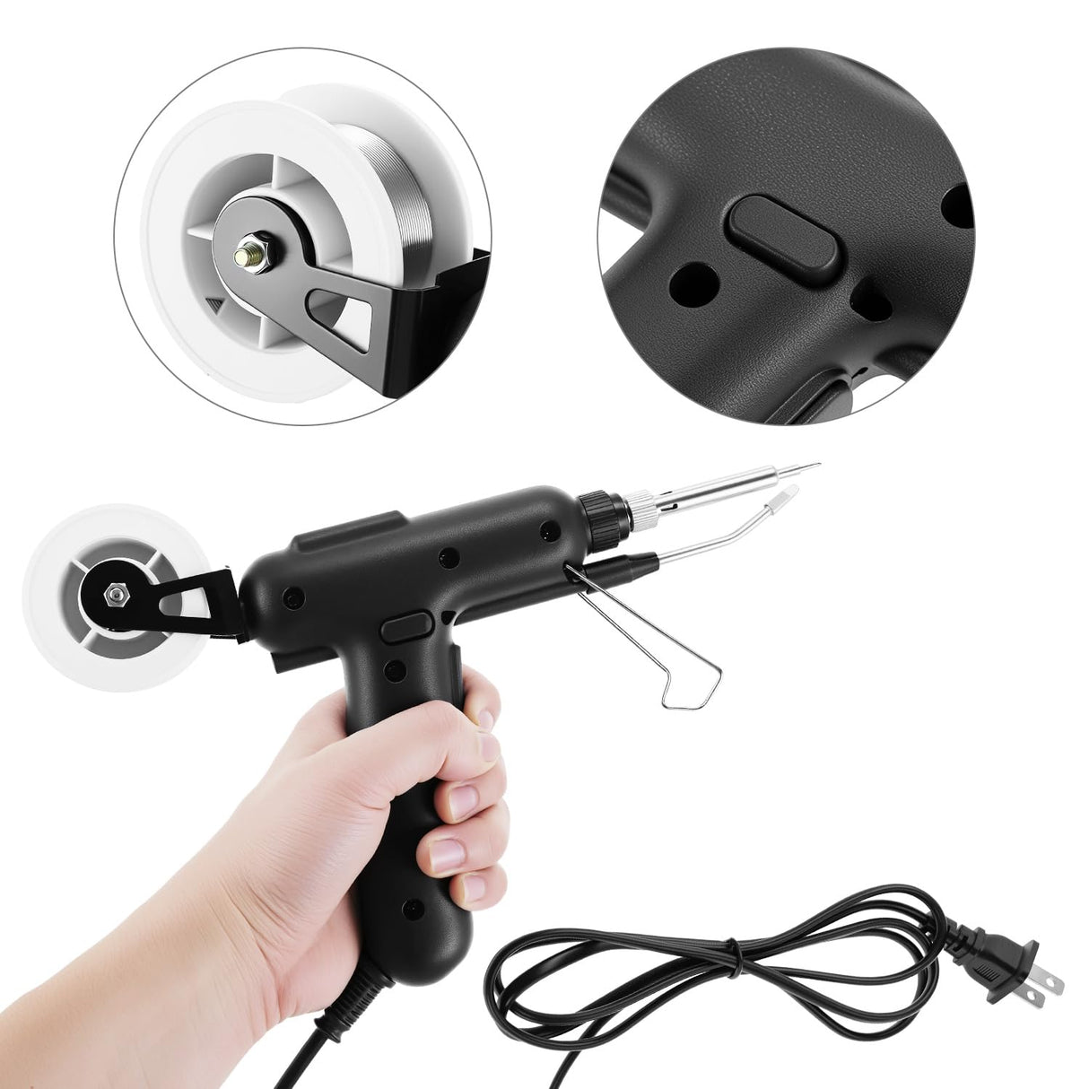 QWORK Soldering Iron Kit, 80W 110V Automatic Soldering Gun, Fast Heating Corded Electric Welding Gun with Welding Wire, Ceramic Heater QWORK