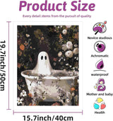 DYAIANGMU Halloween Paint by Numbers Kit for Adults Beginner,Ghost Flower Paint by Number Kits on Canvas for Adults Beginner,Digital Oil Painting Kits for Home Wall Decor 19.6X15.7 Inch (with Frame) DYAIANGMU