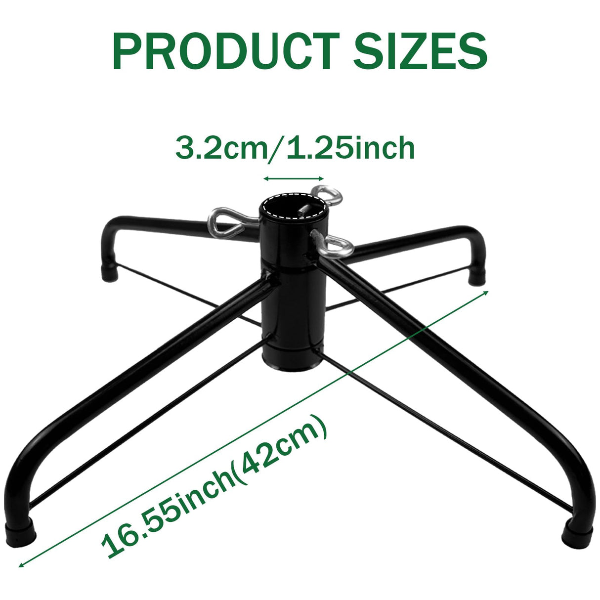 DIDOSJME Metal Chritstmas Tree Stand, 16.3 Inch Christmas Tree Stand for 3 to 7ft Christmas Trees,fits 0.5-1.35 inch Pole,Folding Christmas Tree Stand DIDOSJME