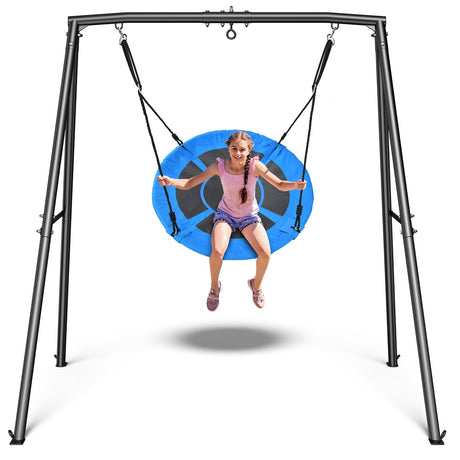 Trekassy Saucer Swing with Frame for Kids Outdoor, 440lbs Swing Set with Heavy Duty Metal Stand for Backyard, Outdoor Kids Play Equipment Trekassy