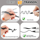 TRANSON 4 Black and 4 White Paint Pens Brush and Fine Dual-tip Acrylic Paint Marker Set for Rock Painting Glass Canvas Wood Leather Ceramic Painting TRANSON