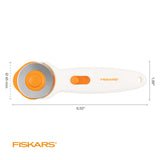 Fiskars 45mm Rotary Cutter for Fabric, Premium Steel Stick Fabric Cutter Cuts Through Multiple Layers, Right and Left Handed, Easy and Safe Blade Change, Arts and Crafts, Sewing and Quilting Tools Fiskars
