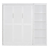Merax Full Size Murphy Bed Wall Bed with Storage Shelves, Multifunctional Foldable Platform Bed Frame, Fold into The Wall, Space-Saving Design Bed for Guest-Room, Home, Office, White Merax