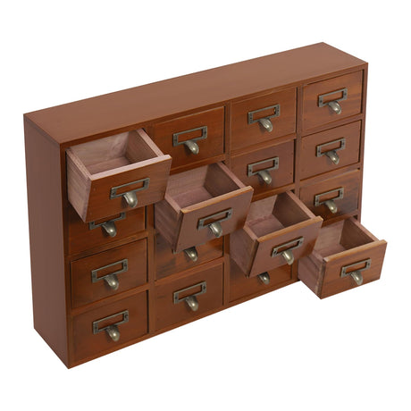 4 PCS Storage Cabinet, 64-Drawer Wooden Rectangle Storage Box With Label Holder And Handle, Traditional Apothecary Curio Cabinet,Storage Organizer For Pharmacy, Office, Porch, Living Room, Etc (Brown) WBGANG