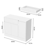 Housoul Shoe Cabinet Storage with 3 Doors, Freestanding Shoe Cabinet with Drawer & Adjustable Shelves, Wooden Shoe Organizer for Entryway, Hallway, White Housoul