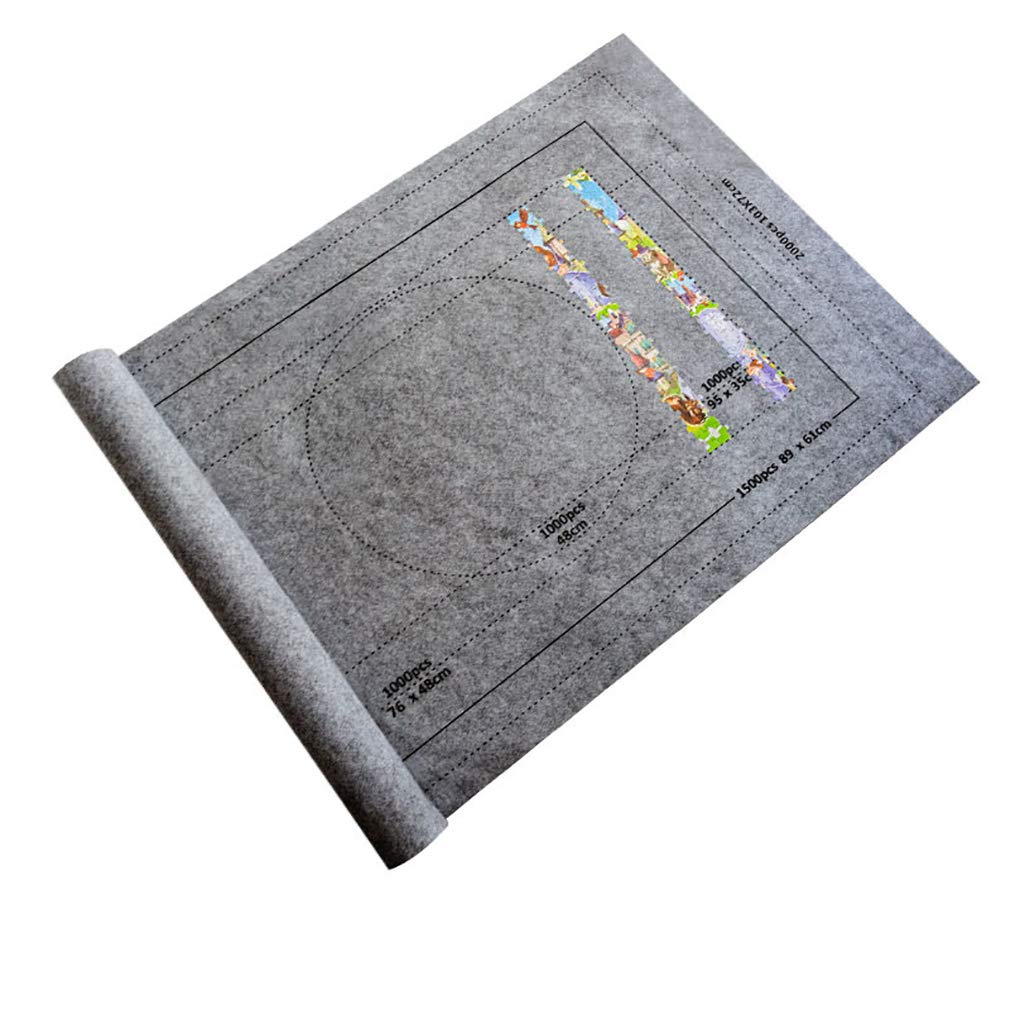 Timetries Puzzle Mat Rollup, 1500 Piece Jigsaw Puzzle Storage Pad, 26 X 46 Inch Felt Mat, Gray Timetries