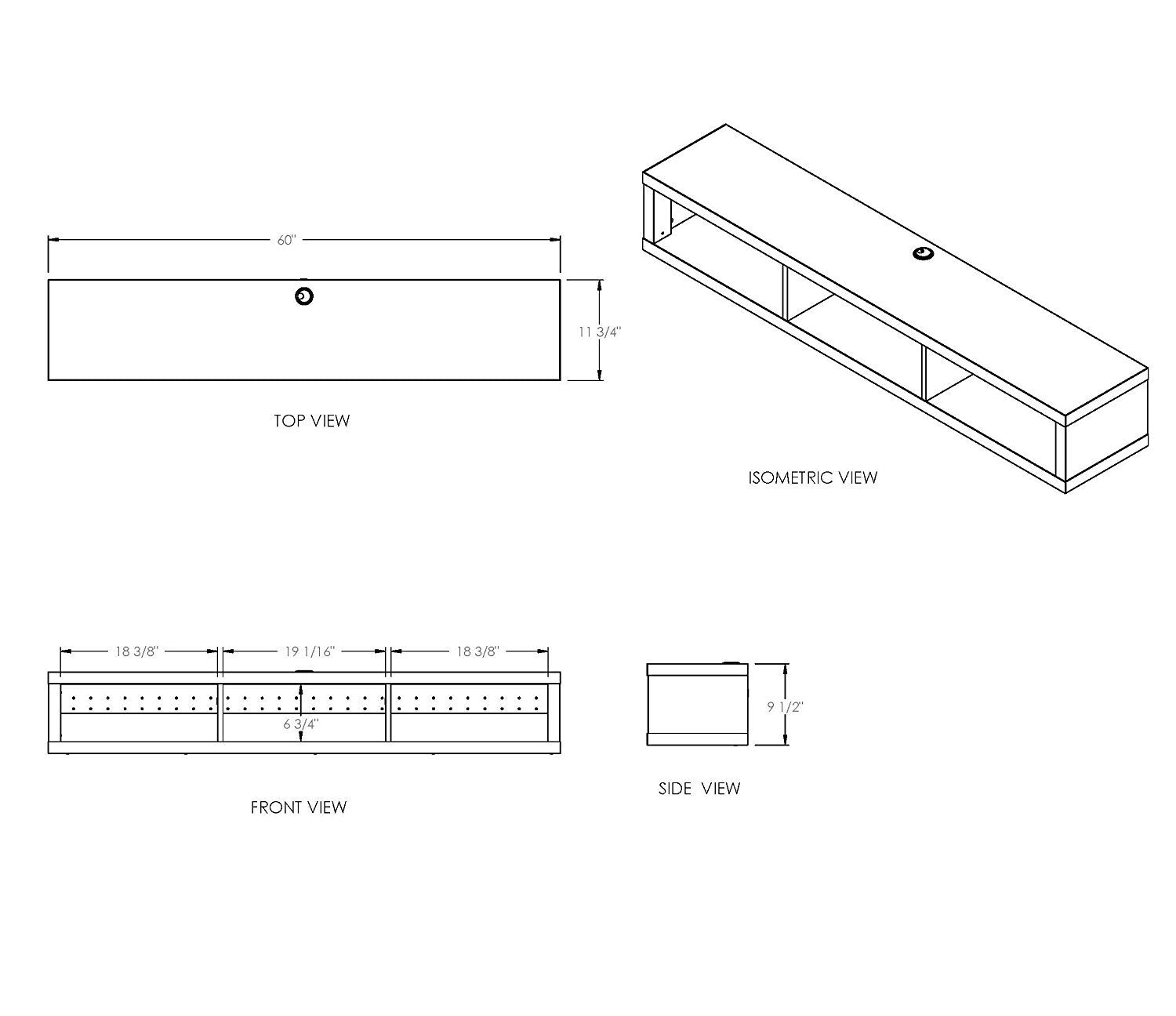 Martin Furniture Floating Tv Console, 60", Skyline Walnut - WoodArtSupply