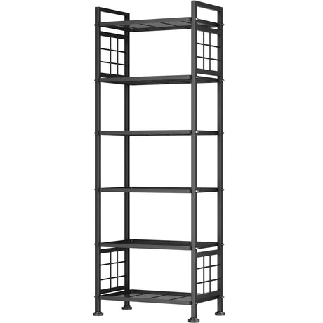 GIOTORENT 6-Wire Garage Shelving Storage Shelves, Metal Shelving Unit Pantry Rack, Kitchen Storage Adjustable Shelf 900Lbs Capacity for Laundry Kitchen Bathroom Organizer(Black) GIOTORENT