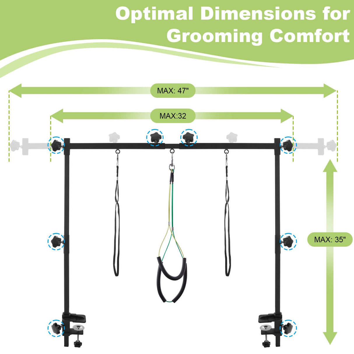 ZPVP Dog Grooming Table Arm Stand Adjustable About Height 32"-47" Width Dog Grooming Arm with Clamp No-Sit Haunch Holders for Medium/Large Pets Metal(Grooming Table Not Included) ZPVP