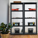 LDAILY 5 Tier Plastic Storage Shelves, Easy to Assemble Garage Rack, Multi-Use Free Standing Shelf Unit, Heavy Duty Shelving for Home Office, Black(2, 28“L X 15”W X 67“H) LDAILY