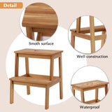 VICTORY RELAX Acaia Wood 2 Step Stool, Waterproof Wooden Step Stool for Adults, 20 Inch Tall Wood Short Footstool Suitable for Bathroom, Kitchen, Bathroom, Bedroom VICTORY RELAX