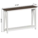 ChooChoo Farmhouse Console Table, Rustic Vintage Narrow Sofa Table for Entryway, Living Room, Hallway, 47 White ChooChoo