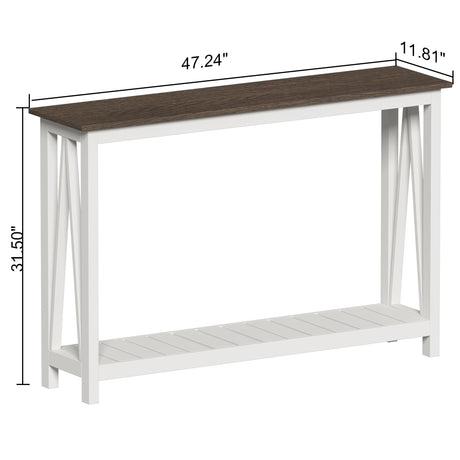 ChooChoo Farmhouse Console Table, Rustic Vintage Narrow Sofa Table for Entryway, Living Room, Hallway, 47 White ChooChoo