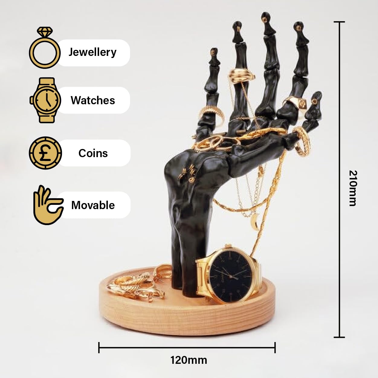 Suck UK | Skeleton Hand Ring Holder & Jewelry Stand | Earring Organizer & Necklace Holder For Gothic Decor | Halloween Decorations & Bedroom Accessories | Bracelet Holder & Jewelry Organizer  - WoodArtSupply