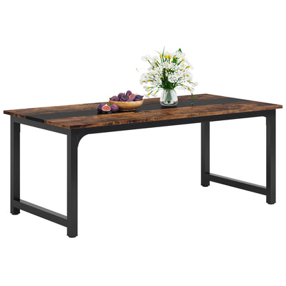 Little TREE70.9 Inch Large Dining Table Rectangular Kitchen Furniture for 6 to 8 People, Brown+Black - WoodArtSupply