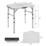 RedSwing Small Folding Table Portable 2 Feet, Small Foldable Table Adjustable Height, Lightweight Aluminum Camping Table, 15.7 in x 23.6 in x 19 in RedSwing