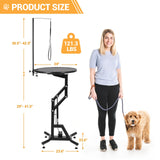 Hydraulic Lift Dog Grooming Table 24" Rotating Desktop Pet Grooming Table for Small Dogs At Home, 360° Rotating Grooming Table, Adjustable Overhead Arm & Tool Organizer Dog Grooming Station, Black GarveeLife