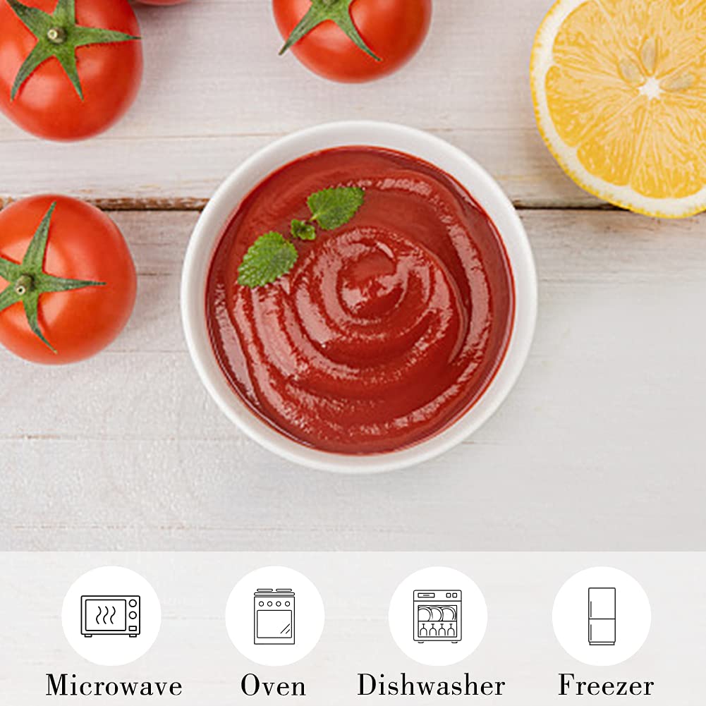 Cinf White 14 oz Set of 4 Souffle Dishes Ramekins Oven Microwave Safe Bowls Creme Brulee Set Sauce Cups for Baking Cooking Dessert Porcelain Pudding Cups Cinf