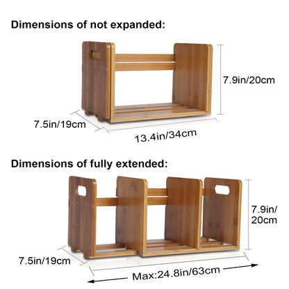 Expandable Bamboo Desktop Bookshelf Organizer by Jaycomey - Stylish and Versatile Book Rack for Home and Office - WoodArtSupply