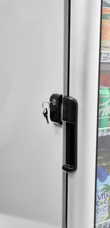 PremiumLevella PRF125DX Glass Door Display Refrigerator 12.5 cu ft Commercial Beverage Cooler Merchandiser With Customizable Lightbox - Silver PremiumLevella