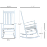 Outsunny Outdoor Rocking Chair, Wooden Rocking Patio Chairs with Rustic High Back, Slatted Seat and Backrest for Indoor, Backyard, Garden, White Outsunny
