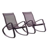 Modway Traveler Outdoor Patio Aluminum Mesh Rocking Sling Gliders, Two Lounge Chairs, Black Modway