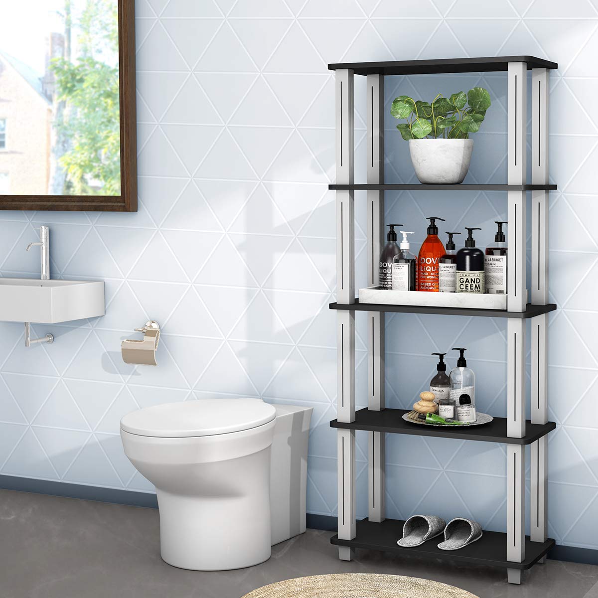 Tangkula 57" Storage Shelves, Space-Saving 5-Tier Storage Rack Organizer Multi-Use Shelving Unit for Home/Office/Dormitory/Garage/Warehouse (Black) Tangkula