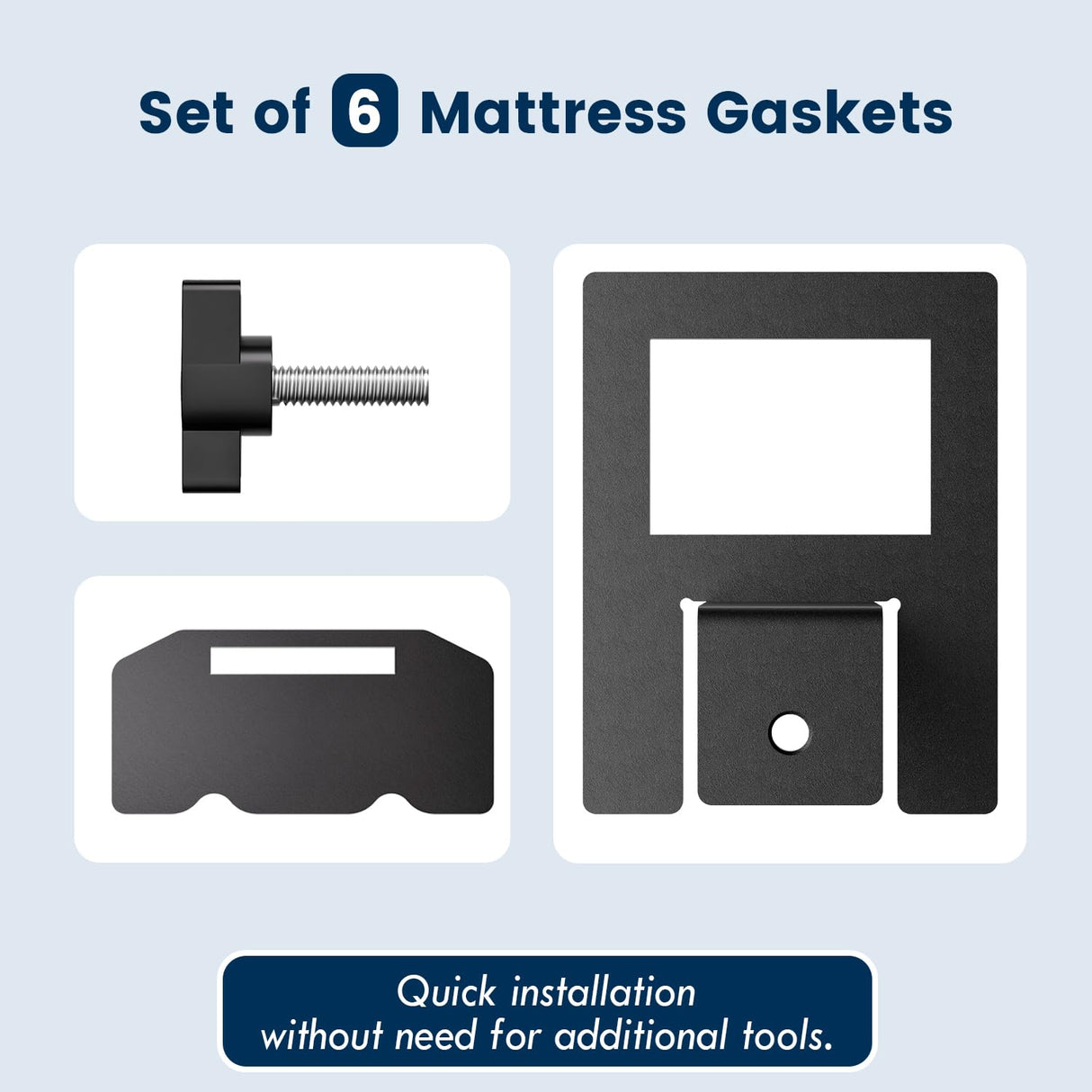 SUYAUU Non Slip Mattress Gaskets, Mattress Holder in Place Gripper for Metal Bed Frame, Keep Mattress from Sliding Gripper, Adjustable, 6 PCS, Black SUYAUU