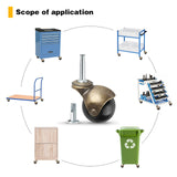 2" Ball Caster Wheels, casters Set of 4 Brass Vintage Antique casters 5/16" x 1 1/2" (8 x 38mm) Wheels Pole with Sleeve for Furniture, Chairs, Cabinets, （casters Set of 4 Heavy Duty） Apllamo